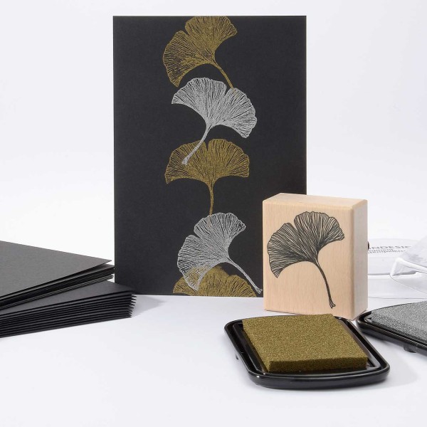 Kreativset - Ginkgo in Silber und Gold